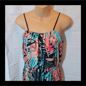 Trixxi Three Pink Hearts Maxi Floral Paisley Tropical Babydoll Dress Size M